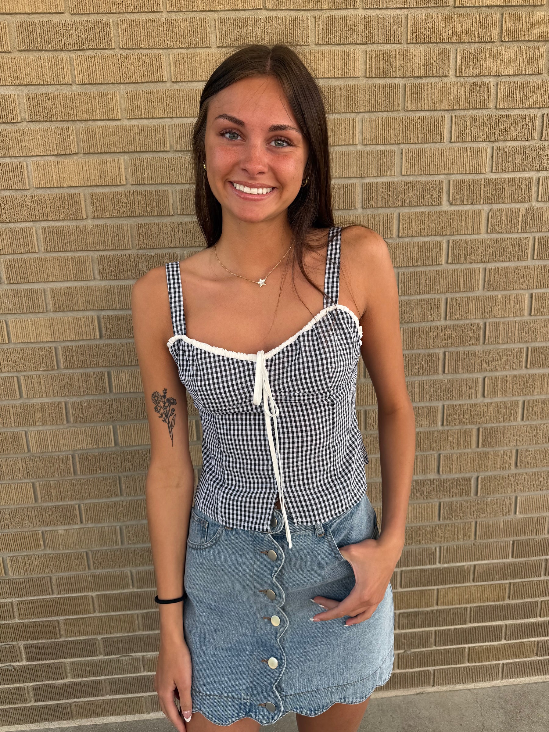 Black Gingham Tank