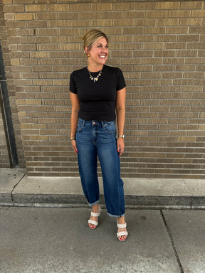 Dark Wash Barrel Jeans