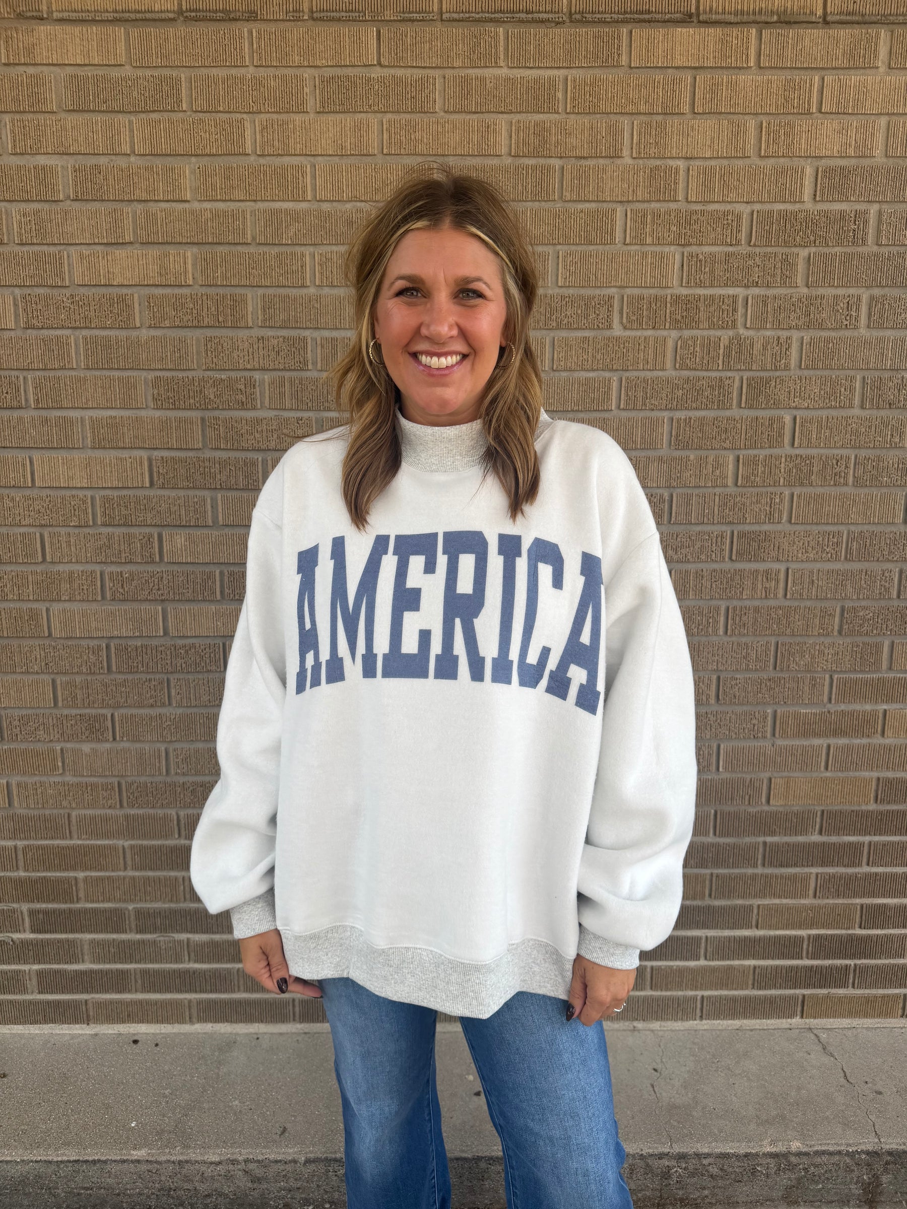 Reversible Mock Neck Sweatshirt- USA
