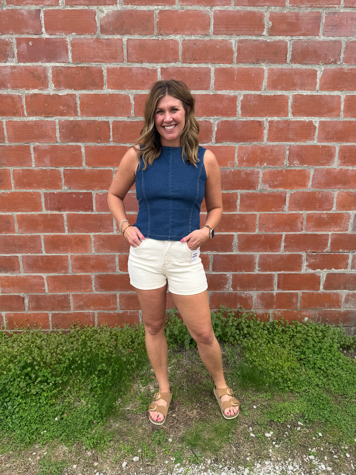 Dark Denim Tie Back Tank