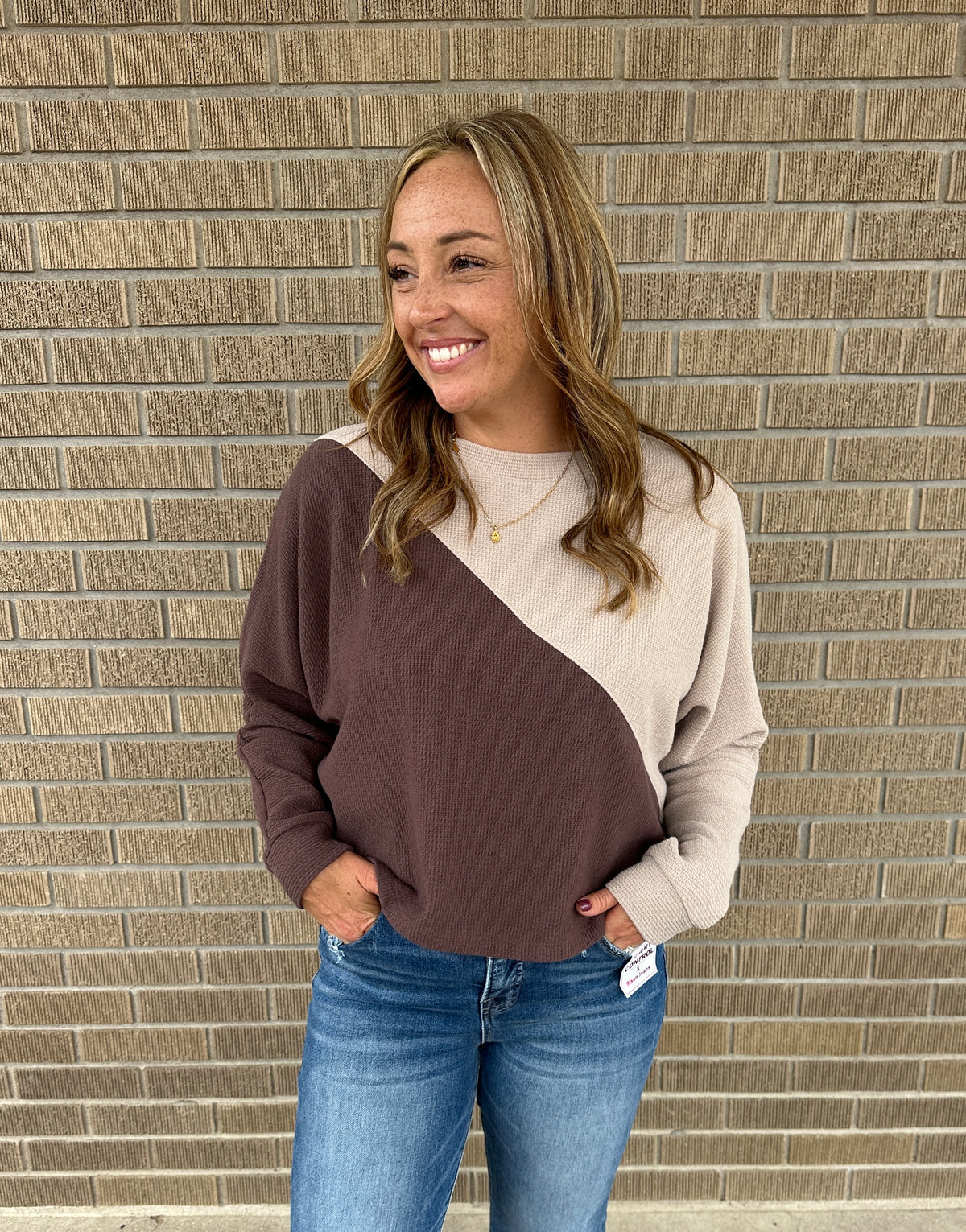 Cloudy Knit Color Block - Mocha
