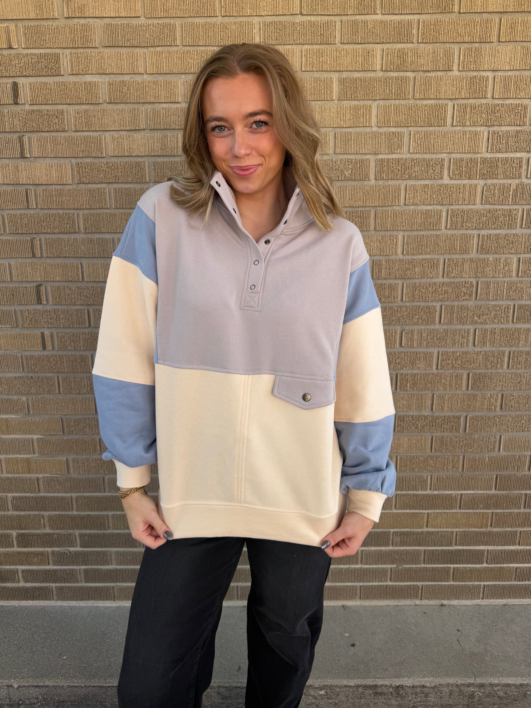 Gray Colorblock Pullover