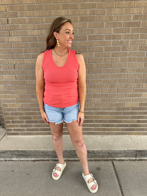 Essential V Neck Baby Ribbed Tank