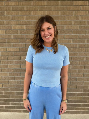 Lil Ribbed Tee - Blue