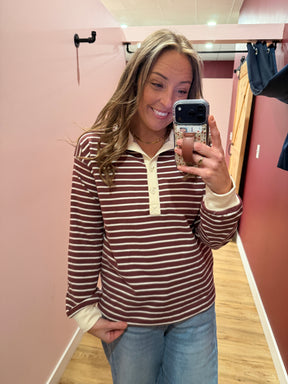 Maroon Stripe Top