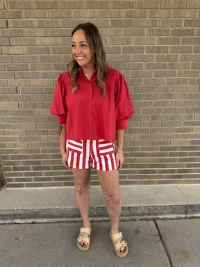 Red and White Stripe Shorts