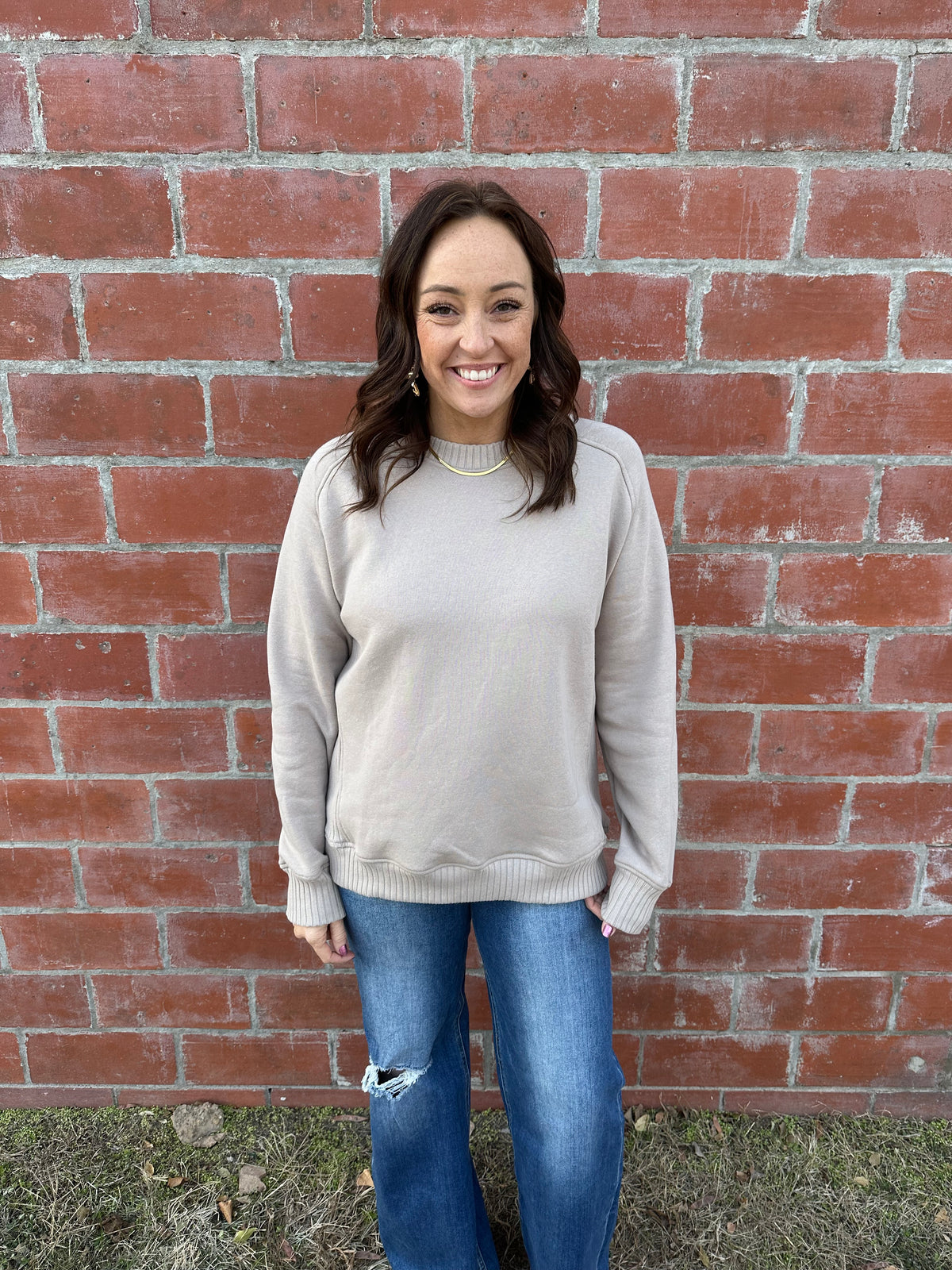 Taupe French Terry Crewneck