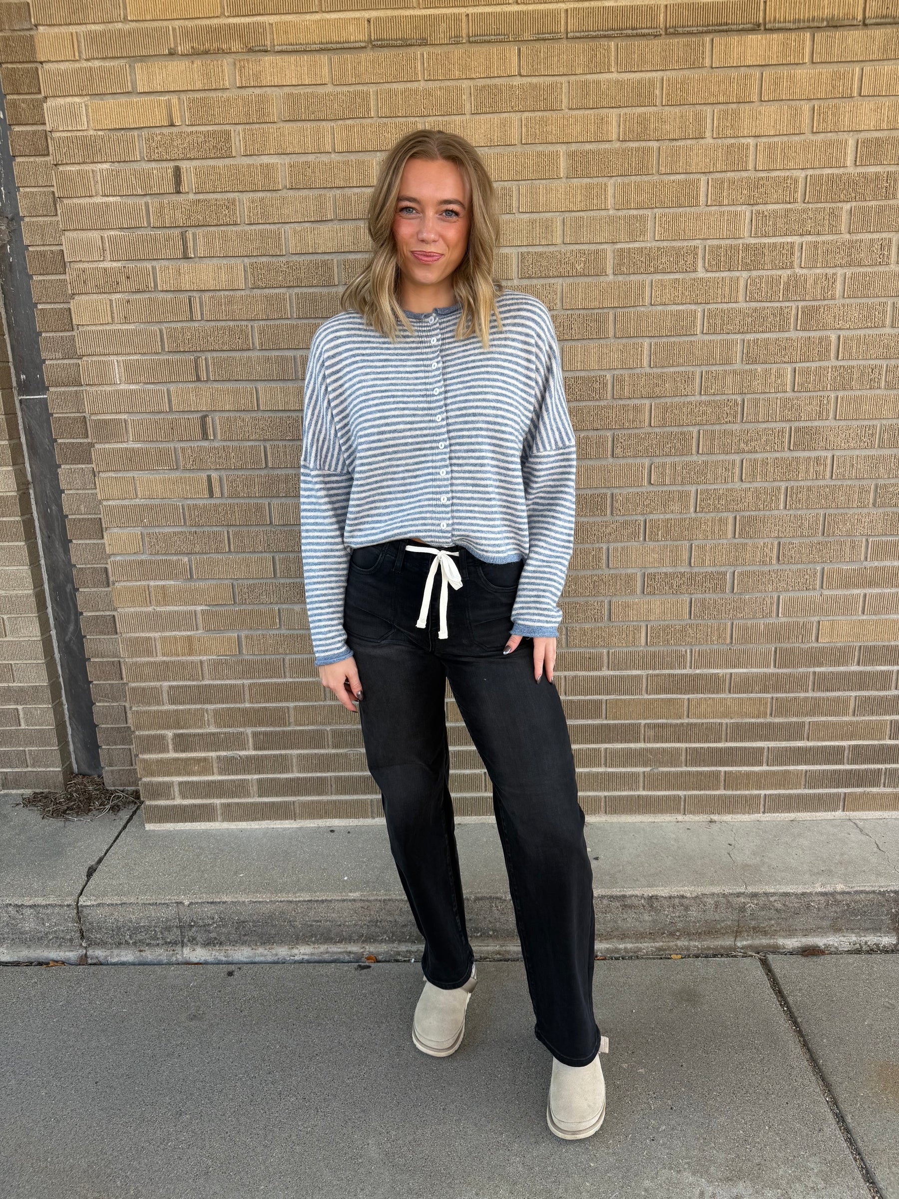 Daydreamer Blue-Striped Cardi