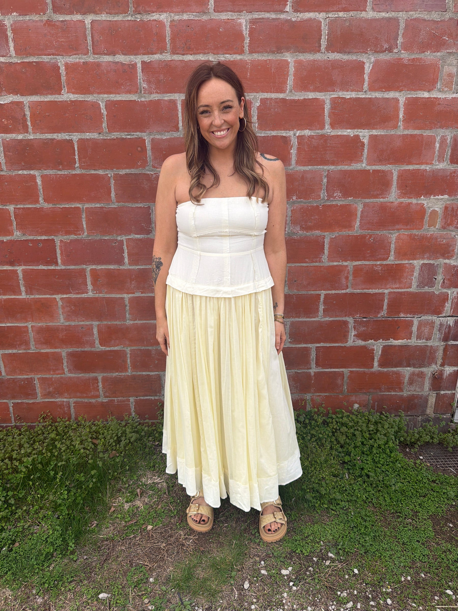 Pale Yellow Midi Dress