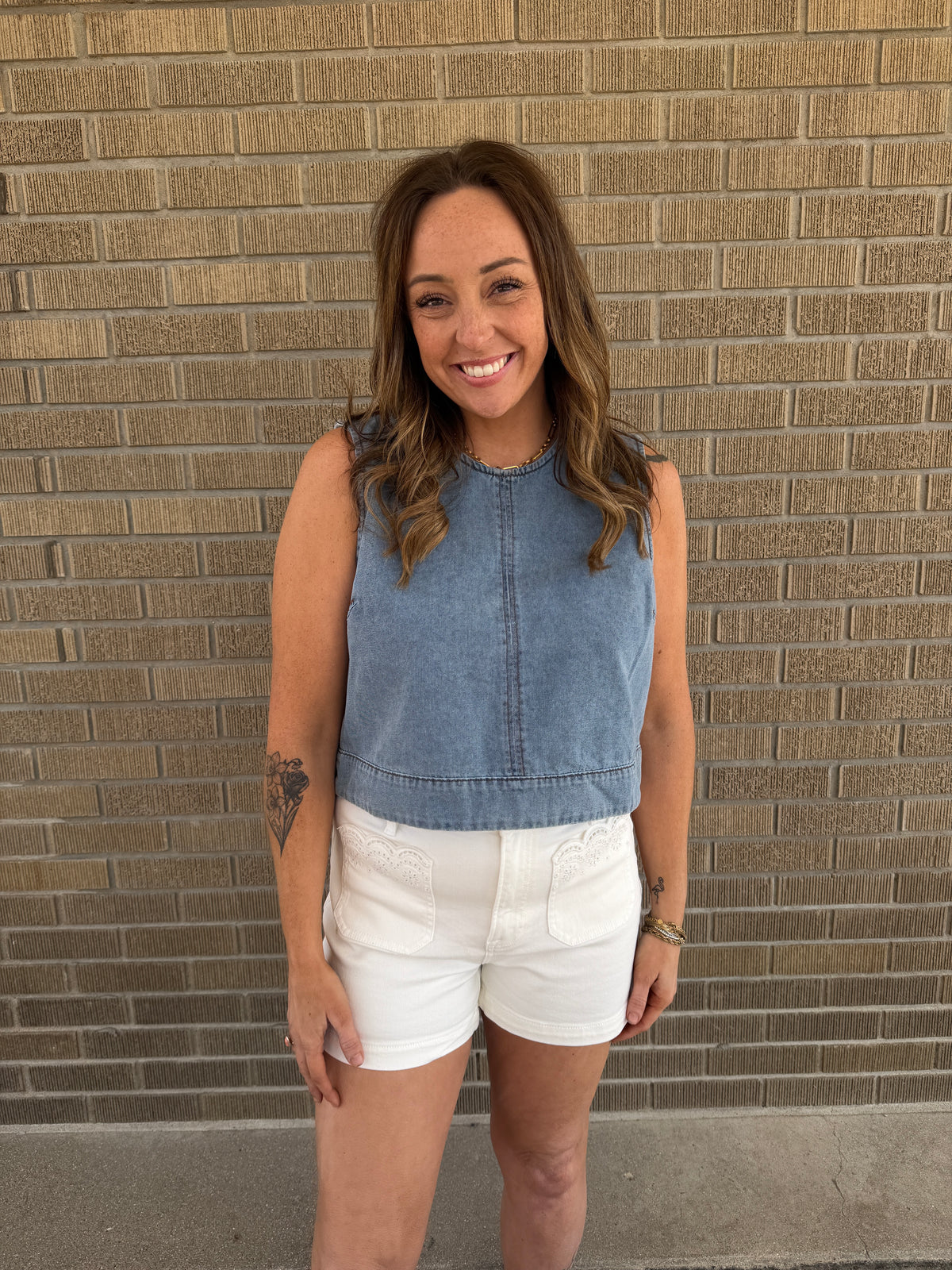 Caught Your Eye Denim Tank