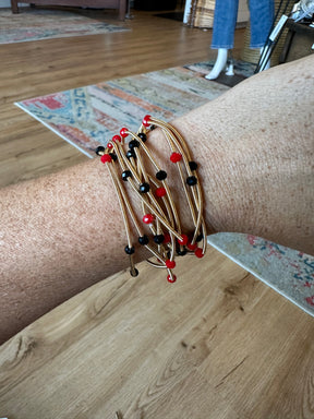 Red and Black Bracelet Stack