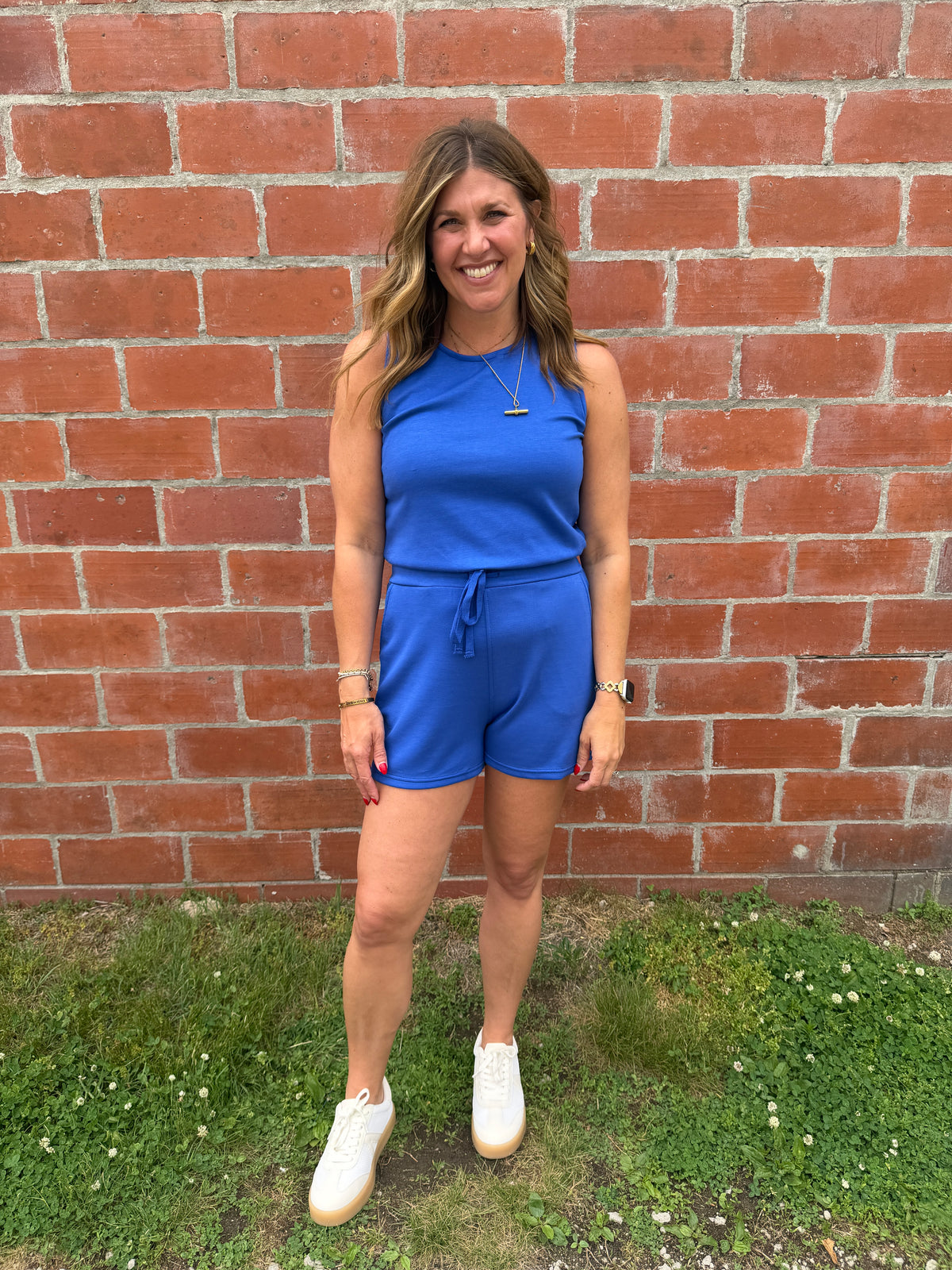 Out and About Romper - Cobalt