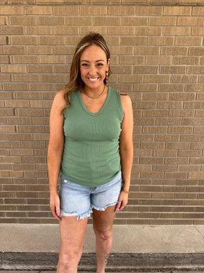 Essential V Neck Baby Ribbed Tank