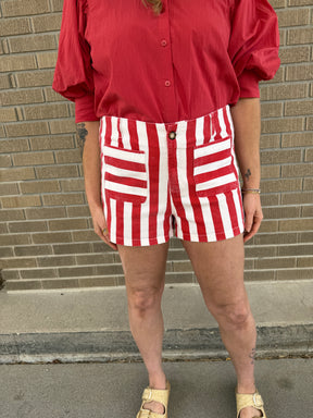 Red and White Stripe Shorts