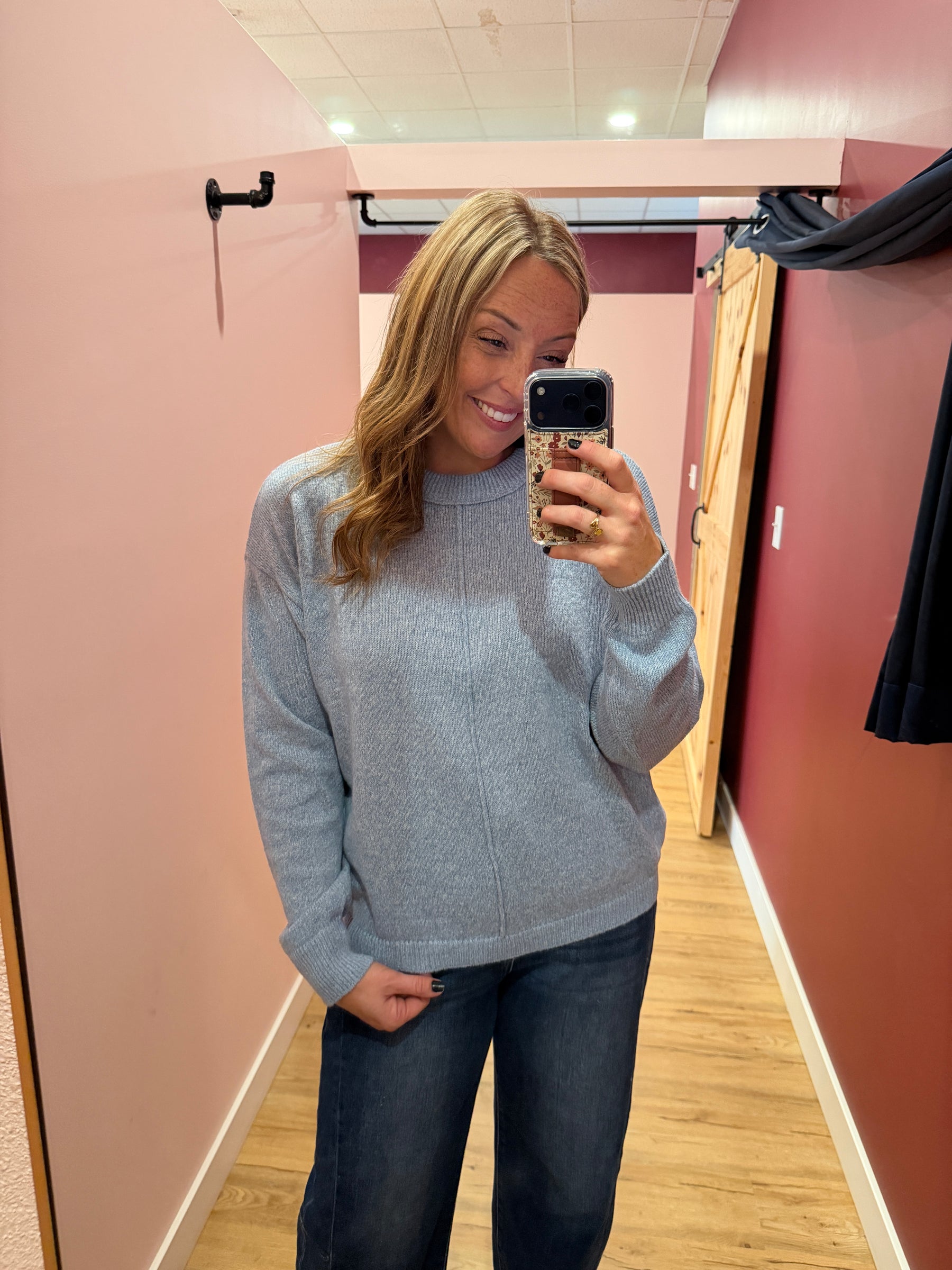 Lightweight Knit Sweater - Ocean Blue