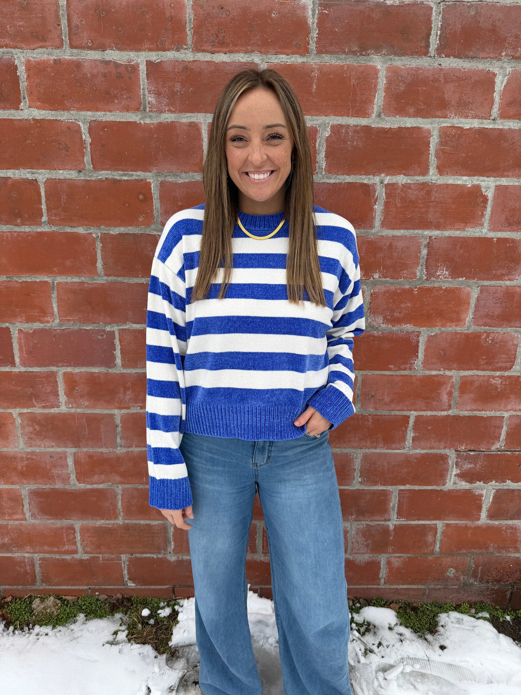 Silky Soft Stripe Sweater - Blue