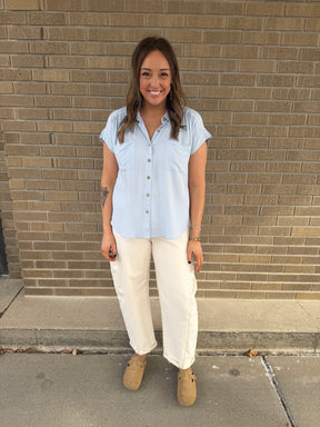 Baby Blue Button Up