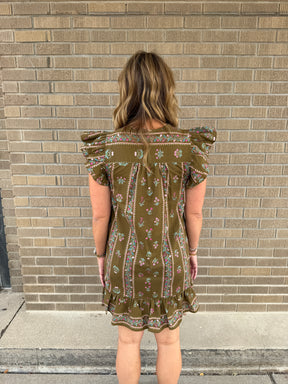 Olive Floral Mini Dress