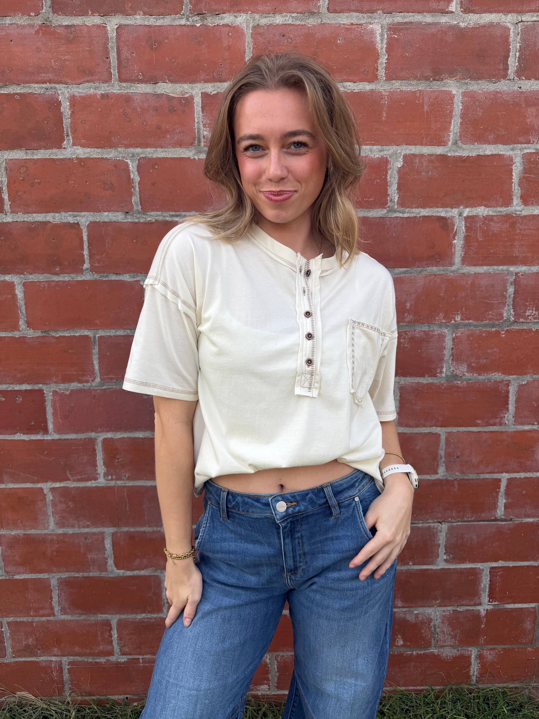 Vintage Cream Henley Tee