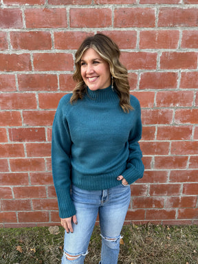 Teal Mock Neck Sweater