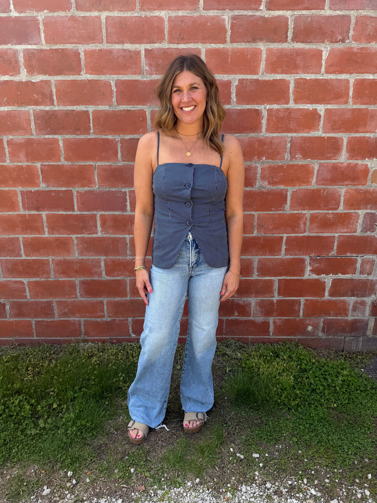 Navy Pinstripe Tank