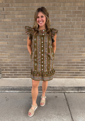 Olive Floral Mini Dress