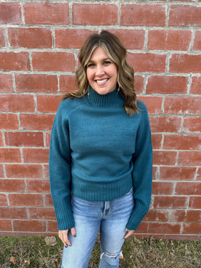 Teal Mock Neck Sweater