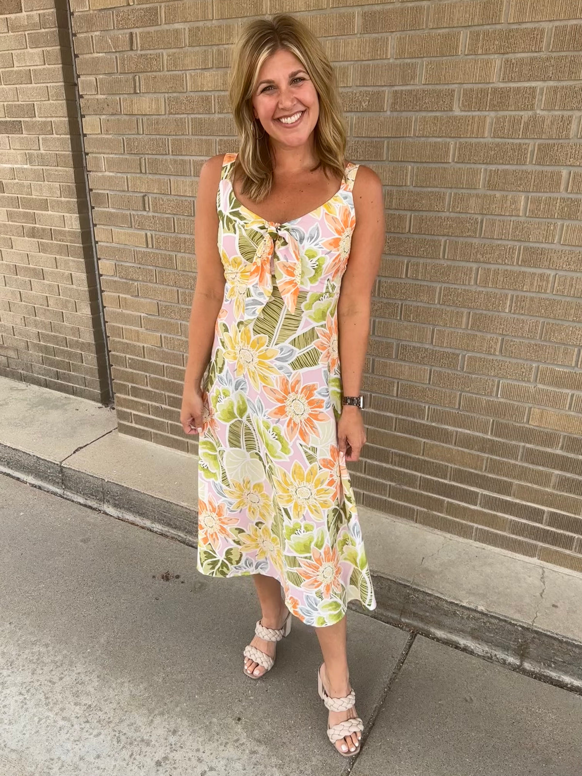 Tropical Floral Midi Dress