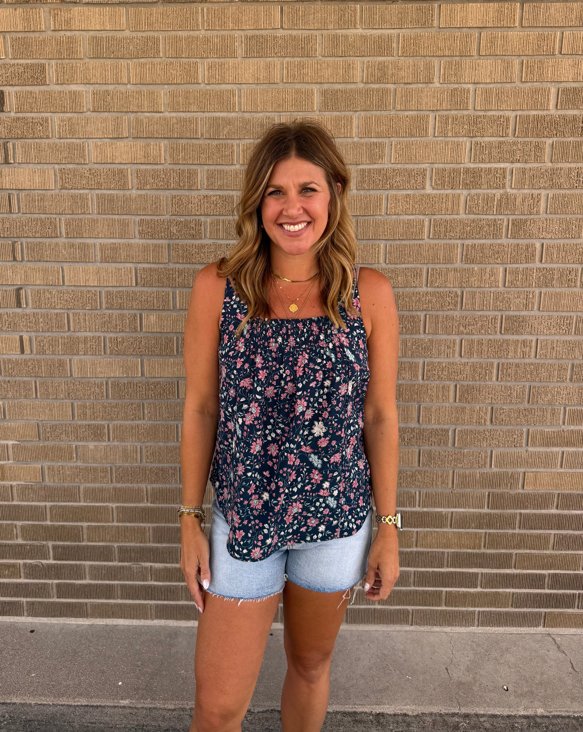 Teal Floral Tank