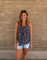 Teal Floral Tank