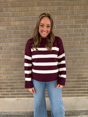 Soft Stripe Sweater - Cherry