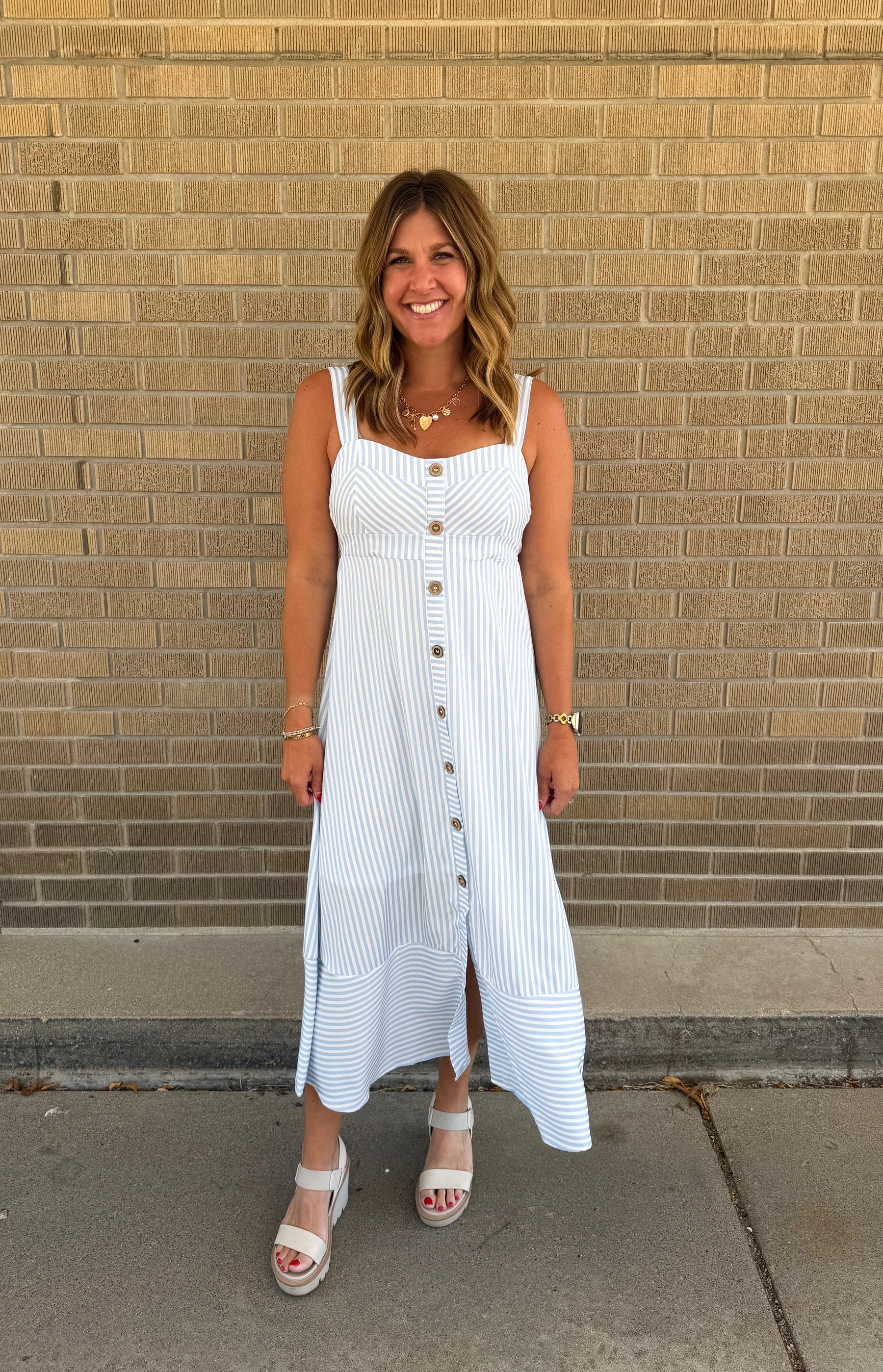 Blue Stripe Midi Dress