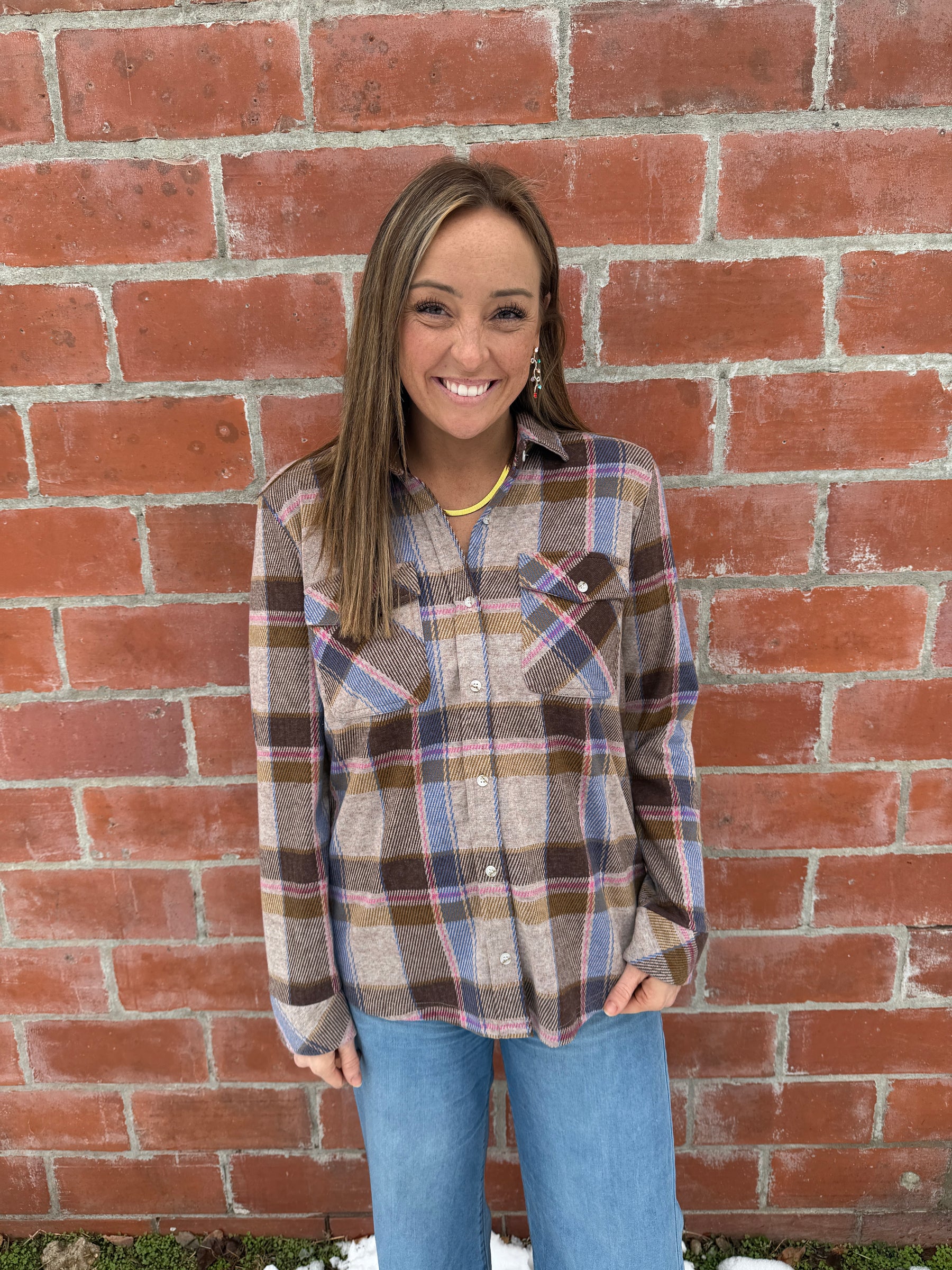 Cassian Top - Sand Brown Plaid