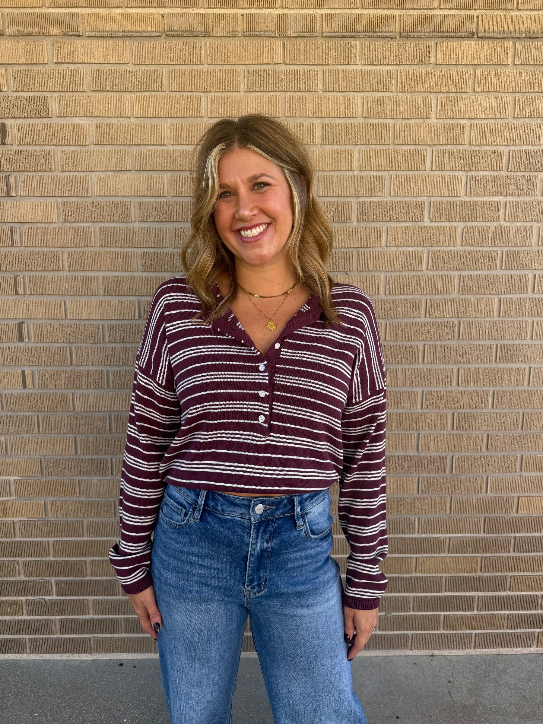 Merlot Stripe Henley