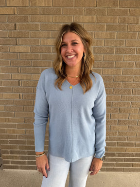 Baby Blue Waffle Knit Sweater