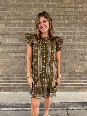 Olive Floral Mini Dress