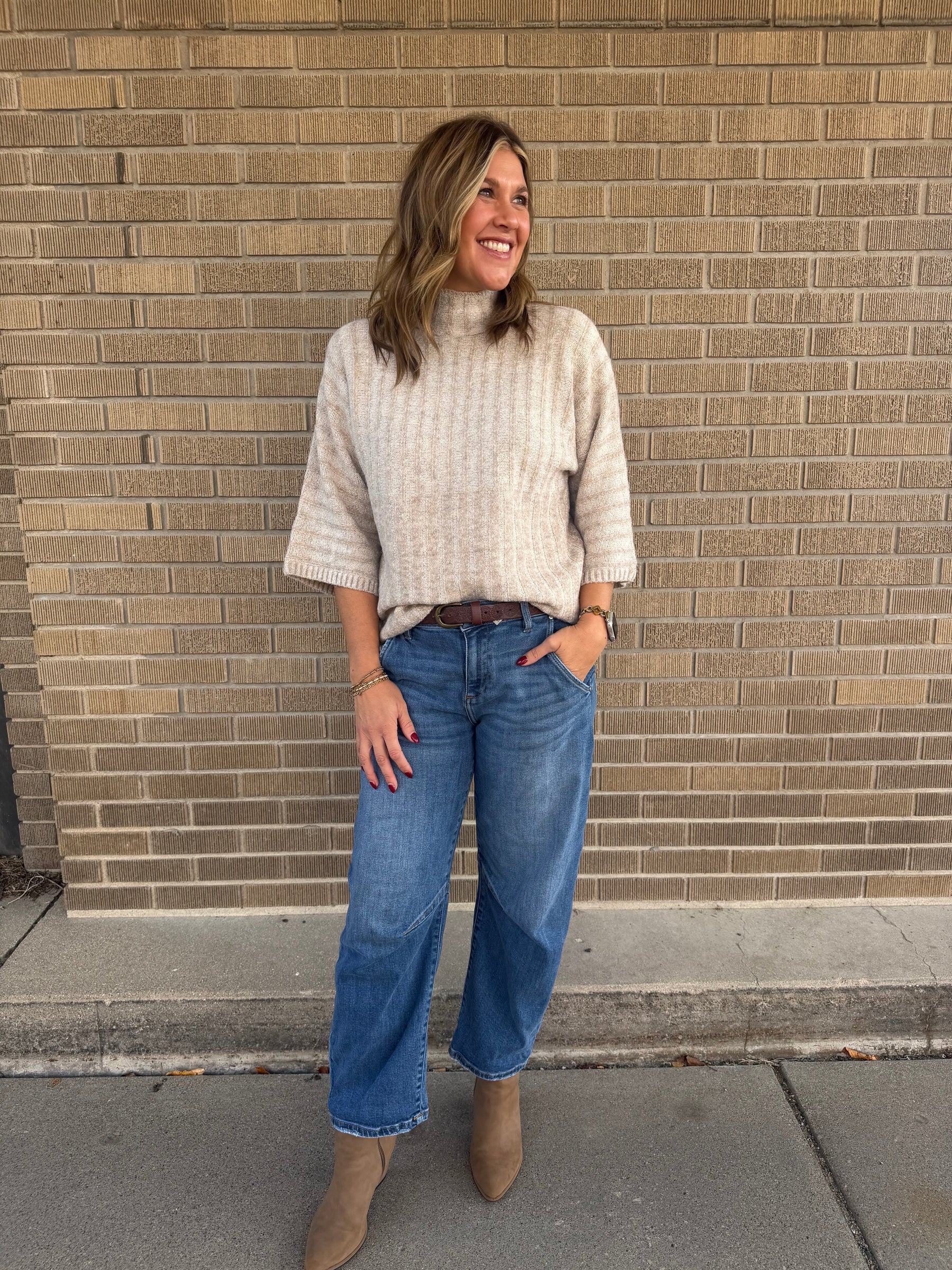 Cable Knit Short Sleeve Sweater