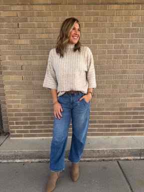 Cable Knit Short Sleeve Sweater
