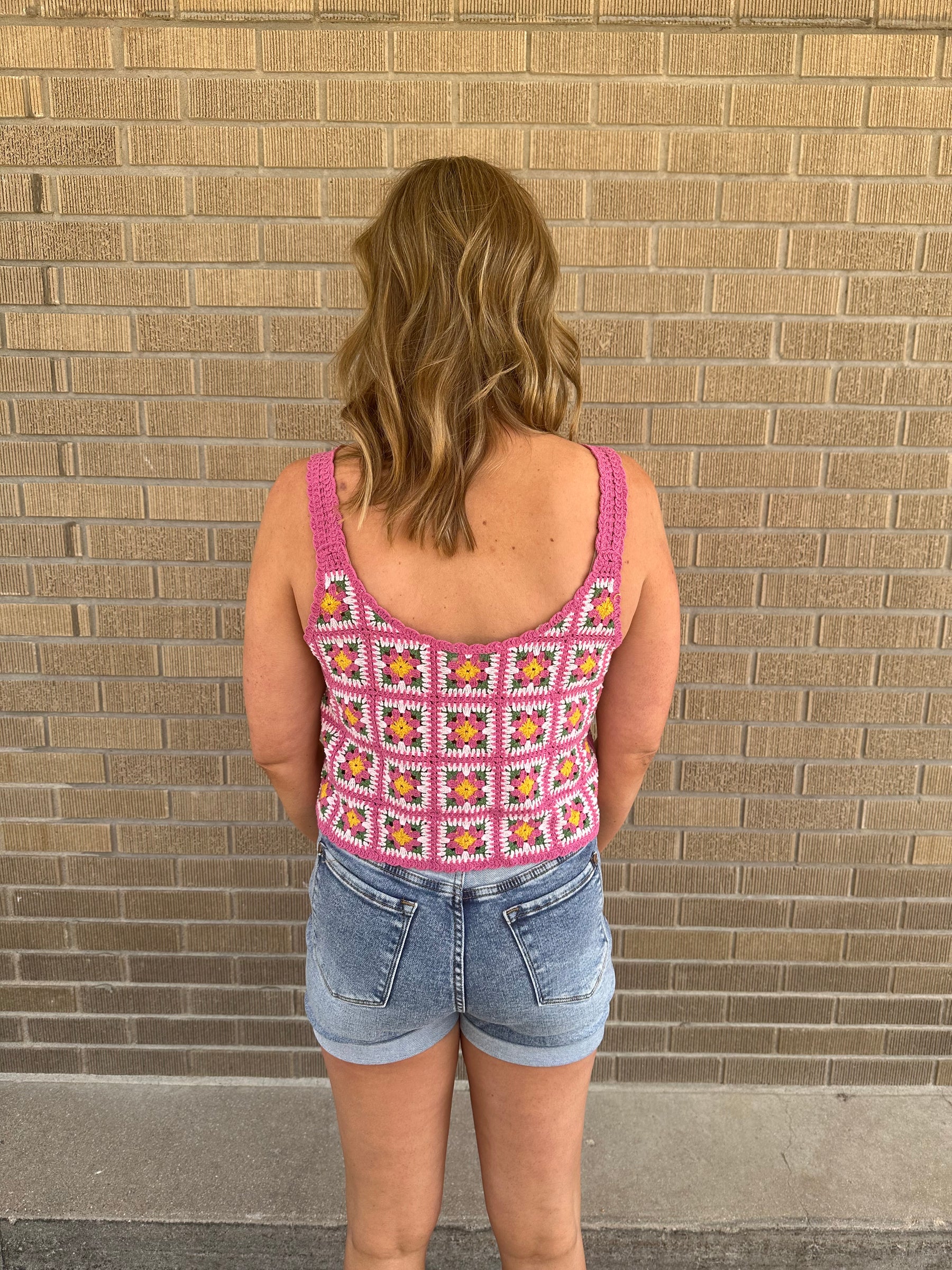 Pink Crochet Tank