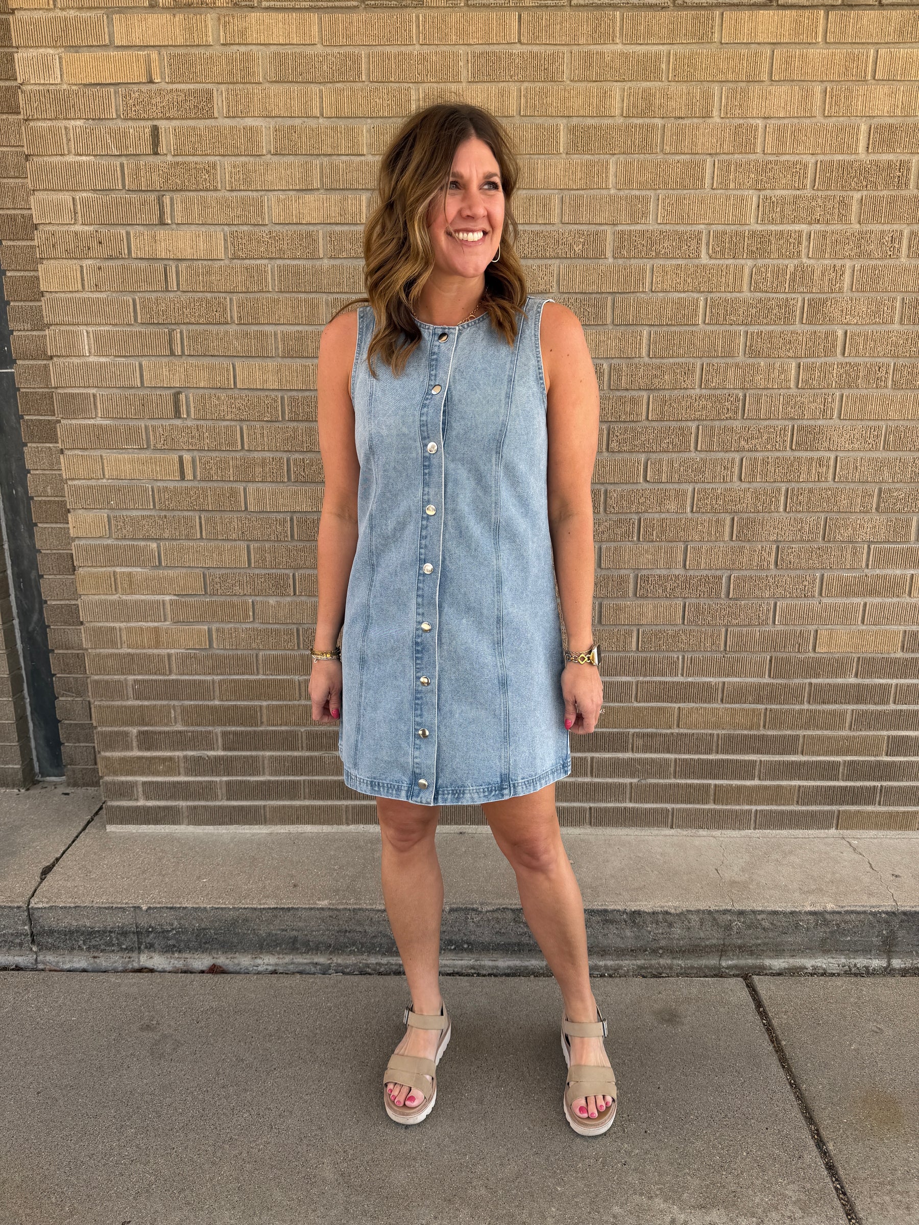 Sleeveless Button Up Denim Dress