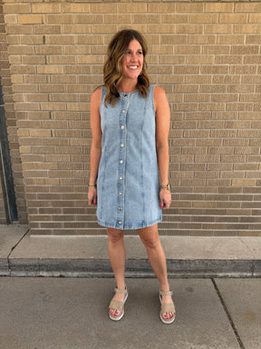 Sleeveless Button Up Denim Dress