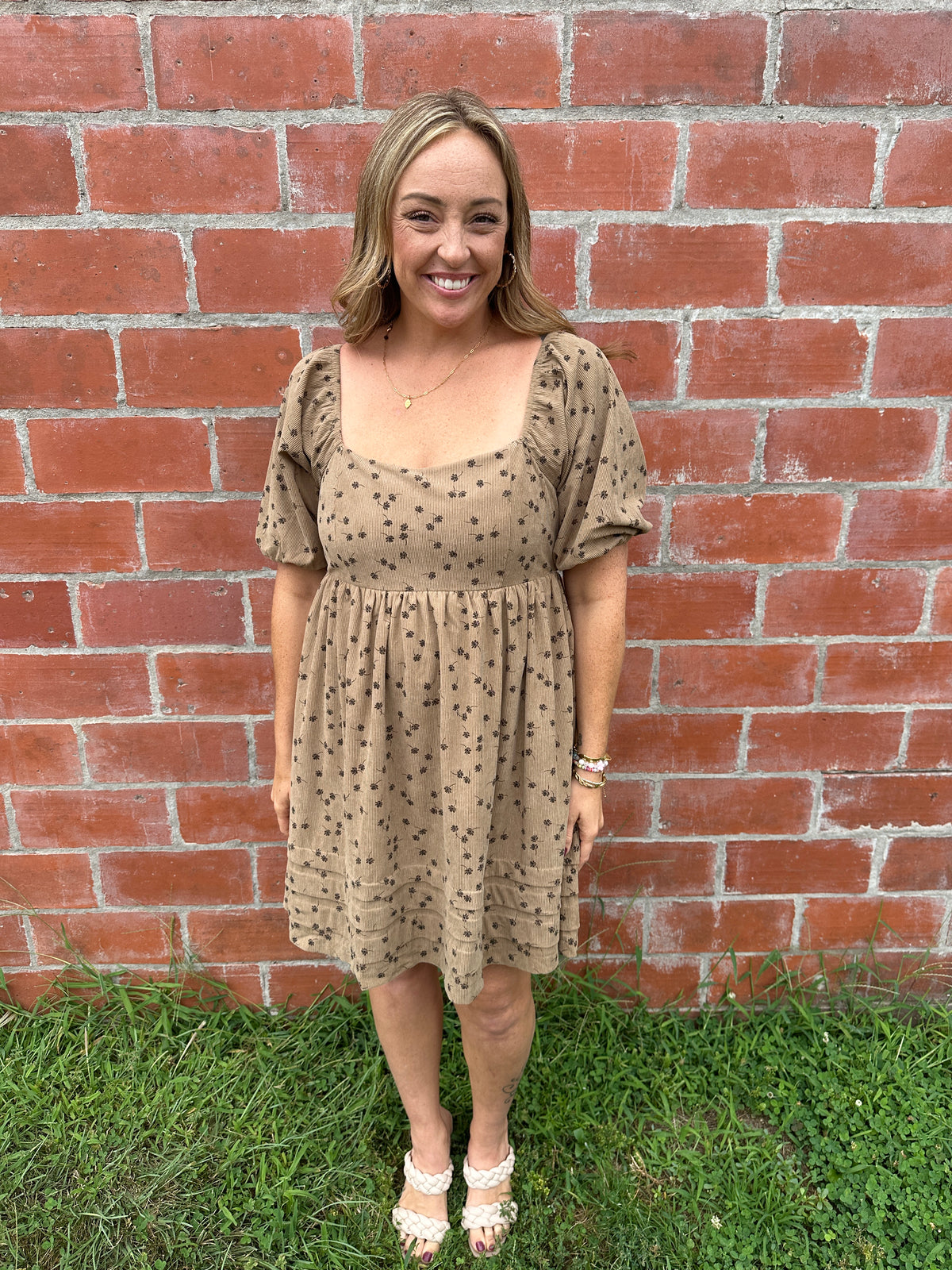 Floral Corduroy Mini Dress