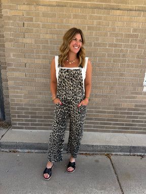 Leopard Barrel Overalls