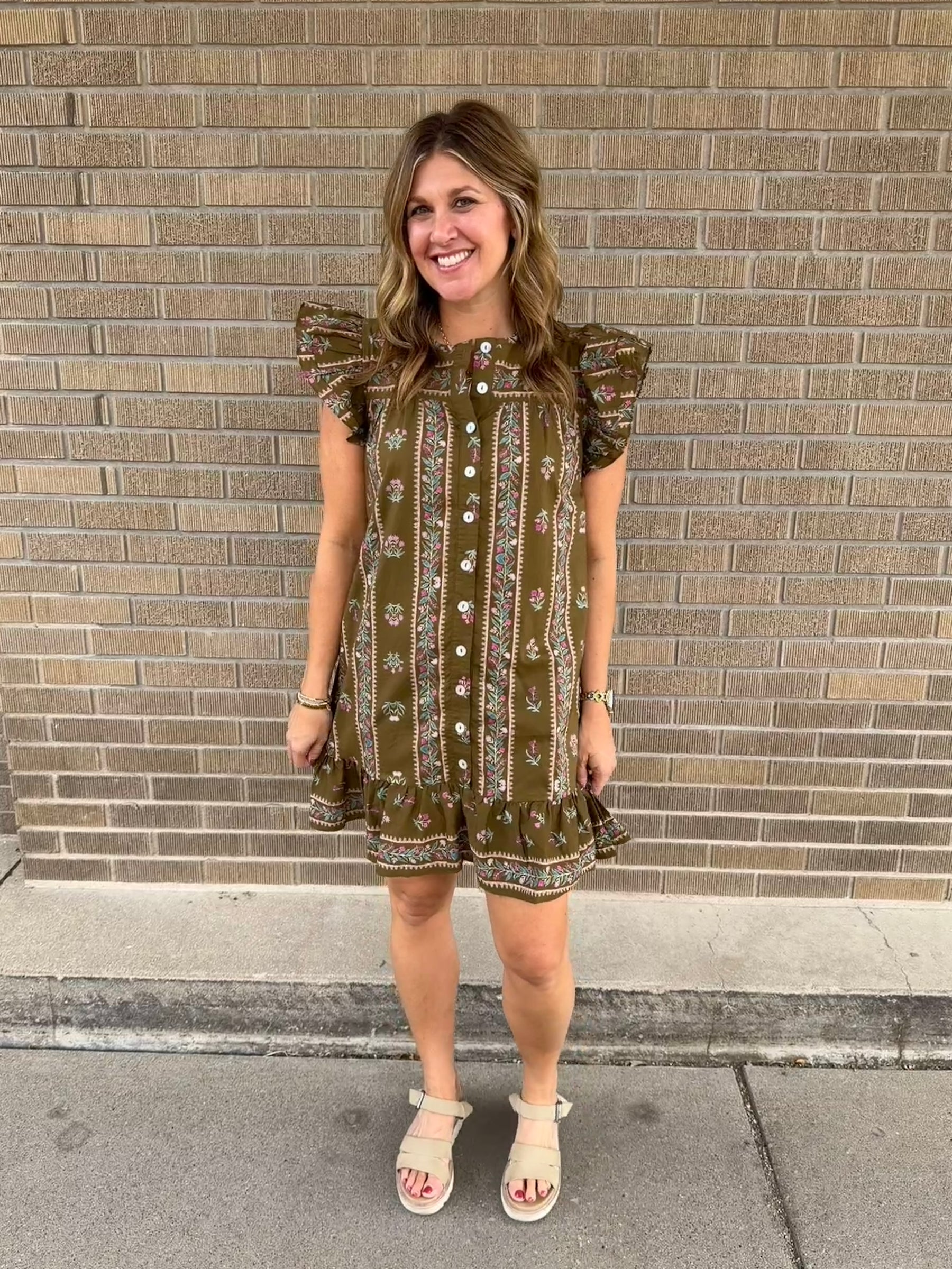 Olive Floral Mini Dress