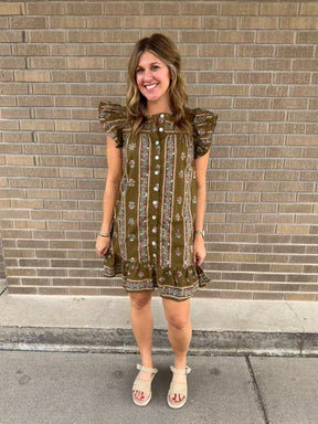 Olive Floral Mini Dress