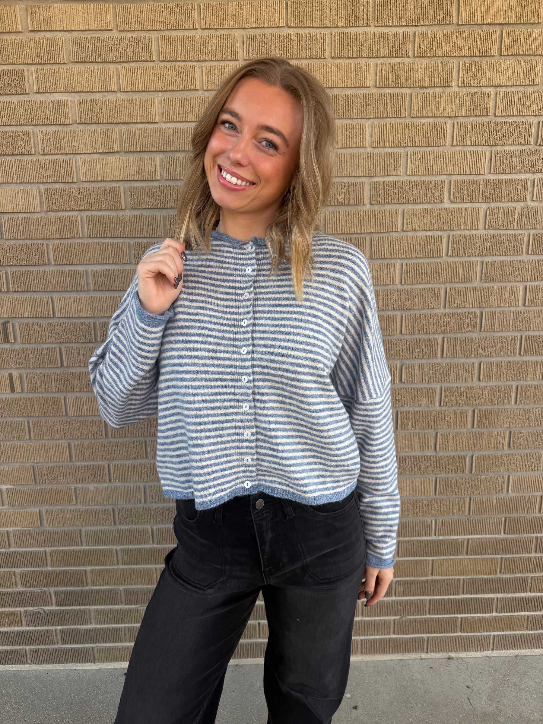 Daydreamer Blue-Striped Cardi