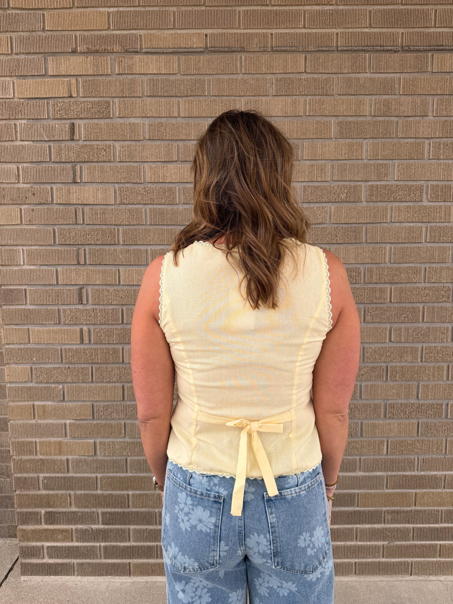 Little Yellow Lace Trim Top