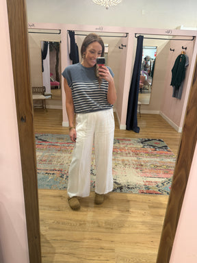 Cloudy Knit Blue Stripe Top