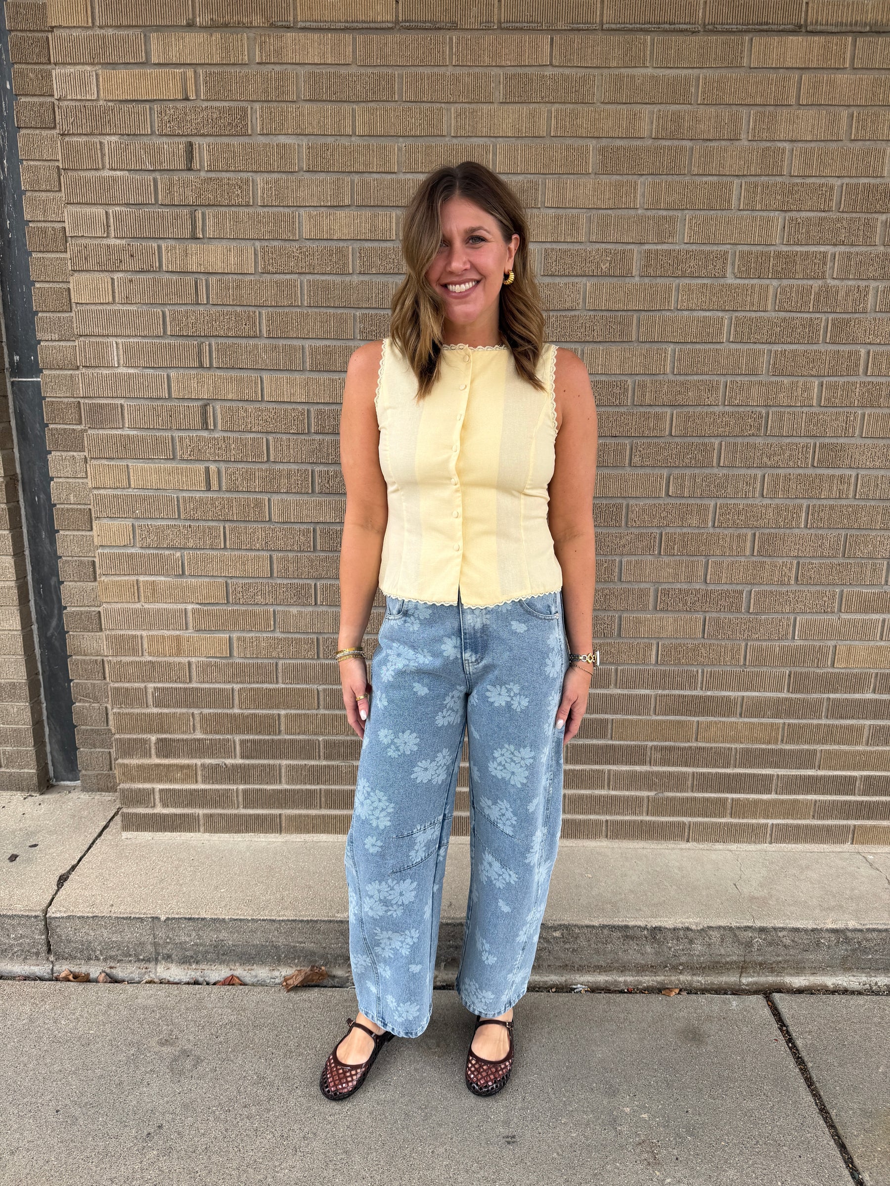 Little Yellow Lace Trim Top