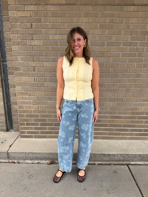 Little Yellow Lace Trim Top